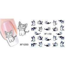 Load image into Gallery viewer, 3D Water Transfer Decal Cute Cats Black Decals Nail Art Sticker New Hot