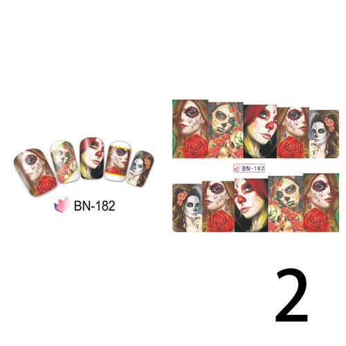 12pcs 6 Kinds Women's Fashion Human Skeleton Pattern Nail Sticker