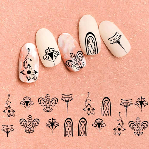 Nail Art Water Decals Stickers Transfers Bows Necklace Jewellery Lace Gel Polish