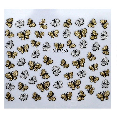 One Sheet 3D Glitter Butterfly Nail Art Sticker/Decal/ Seal Hot Nail