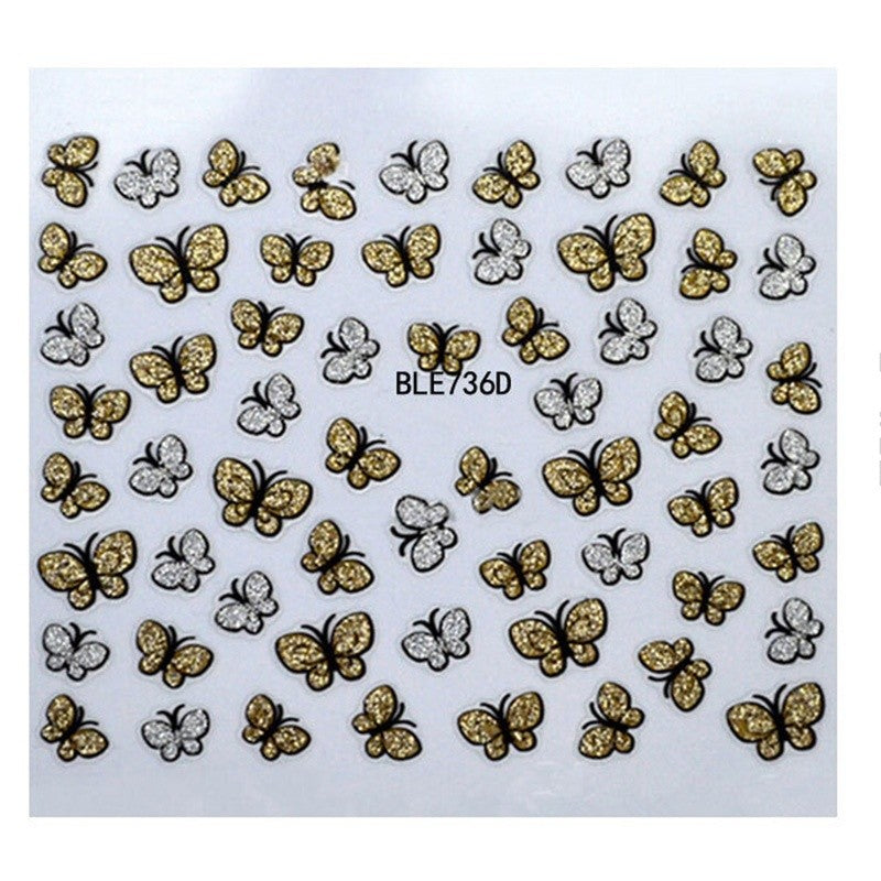 One Sheet 3D Glitter Butterfly Nail Art Sticker/Decal/ Seal Hot Nail