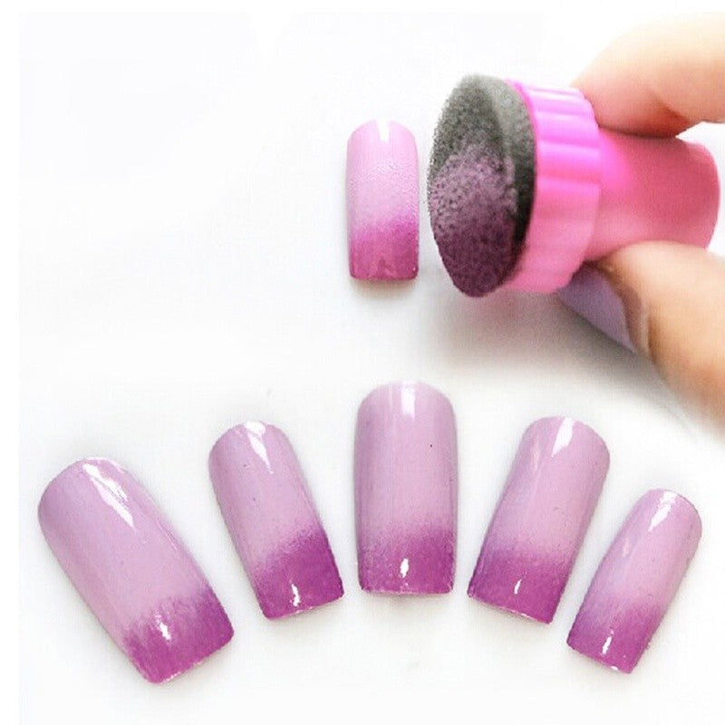 4PCS/Set Nail Art Polish Sponge Brush Stamping Polish Template Transfer Manicure