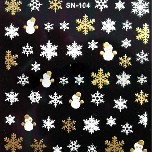 1pc Beautiful Christmas 3D Nail Art Stickers Snowflakes  Cute Snowmen Nail Decals